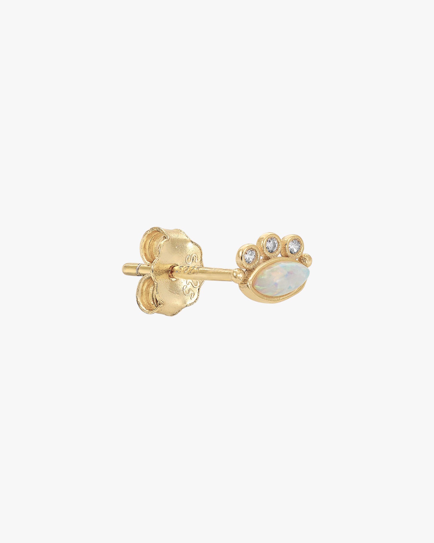 Piercing de plata baño dorado diseño ópalo ovalado y circonitas