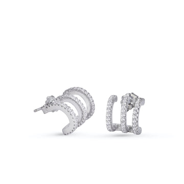 Pendientes originales diseño carril curvo de circonitas