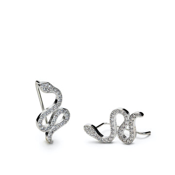 Pendientes trepadores de plata silueta de serpiente zig zag