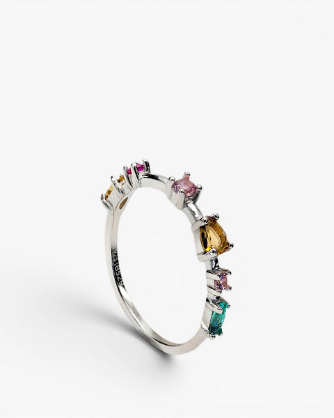 Anillos finos diseño de cuarzos adamantinos multi color