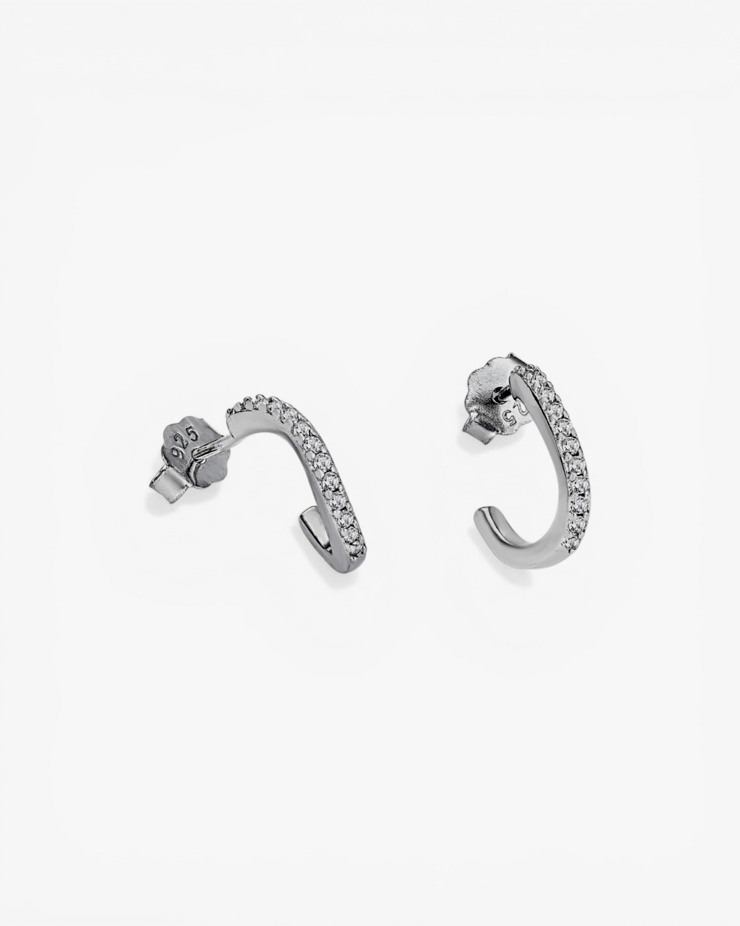 Pendientes aros muy pequeños diseño curvilíneo con circonitas