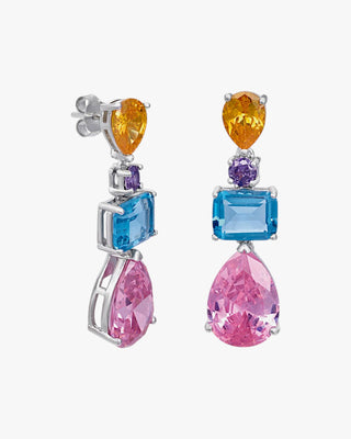 Pendientes de plata con piedras de colores diseño colgante con gemas