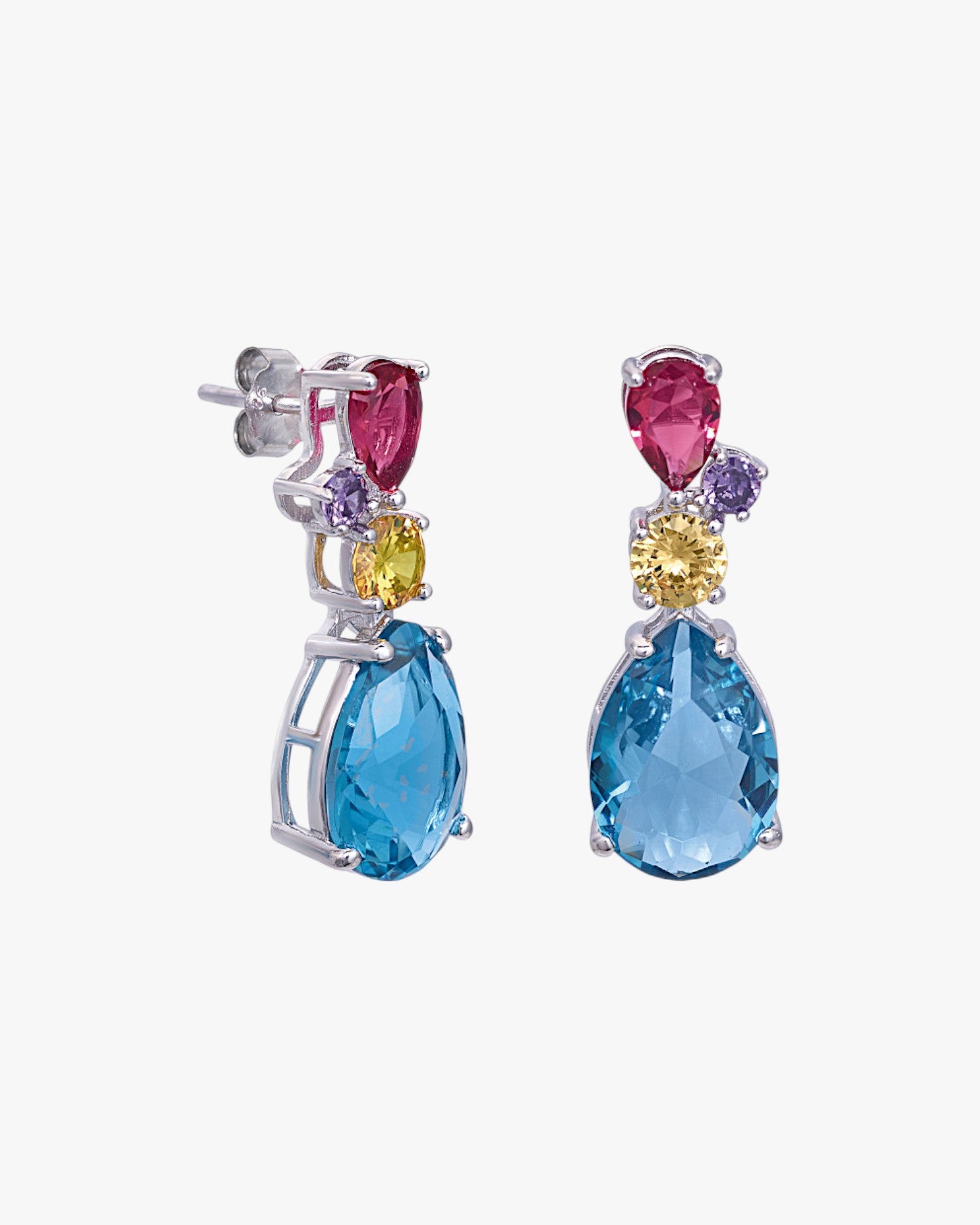 Pendientes de piedras de colores diseño gemas con circonitas
