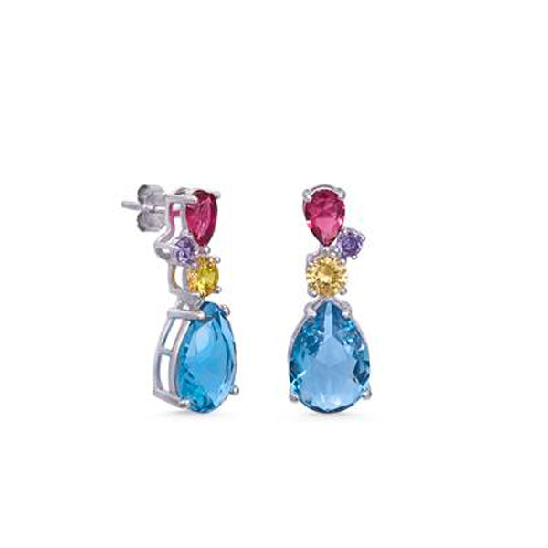 Colorful gemstone earrings with cubic zirconia