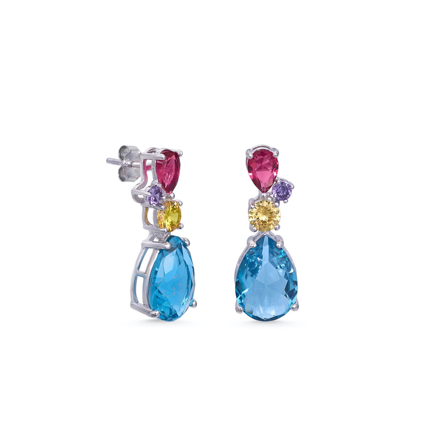 Earrings with colored stones and zirconia gemstones design