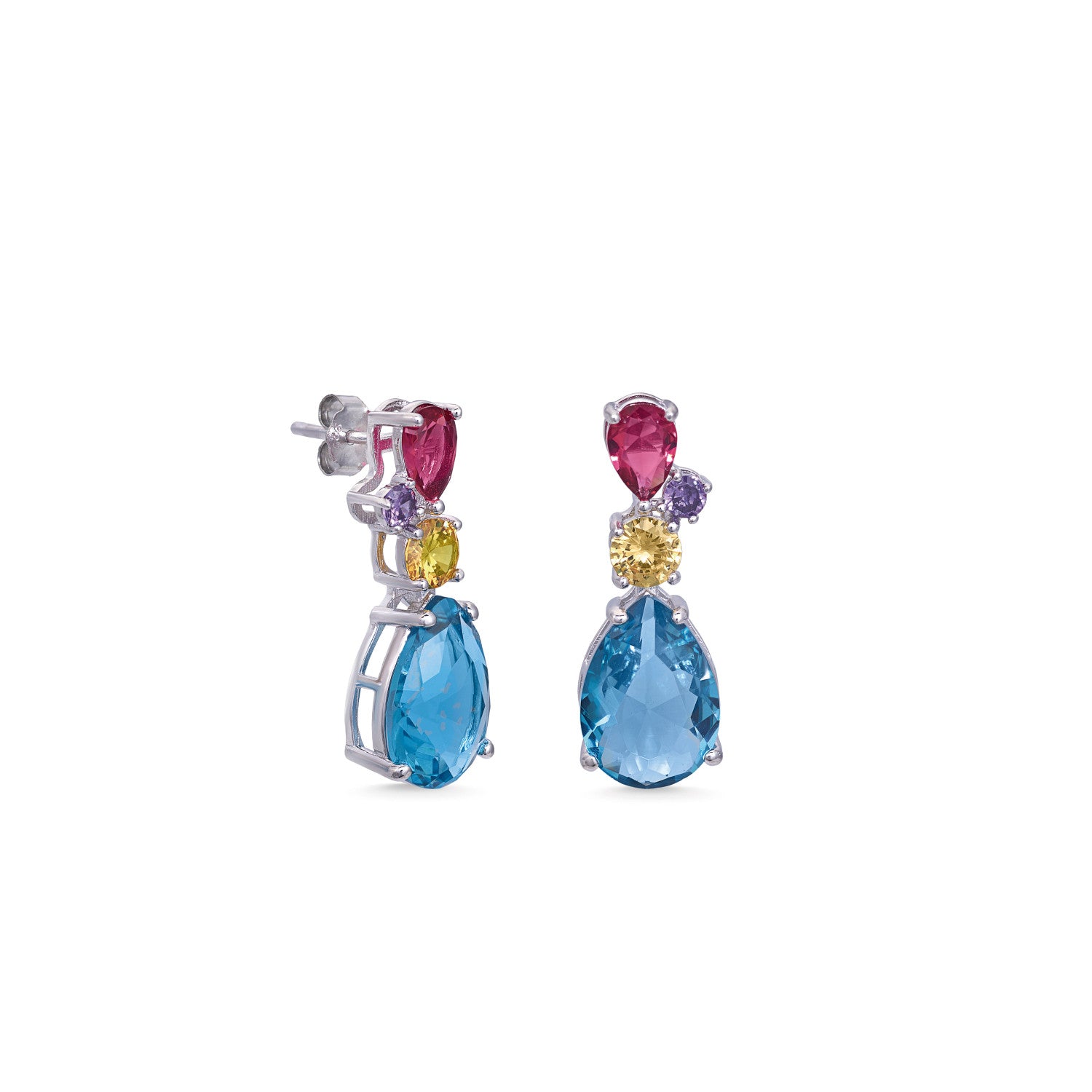 Colorful gemstone earrings with cubic zirconia
