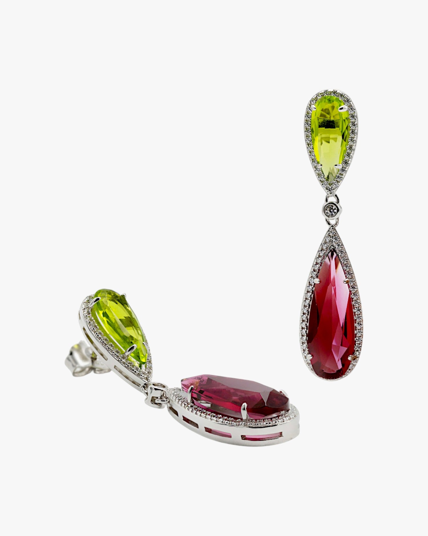 Pendientes de piedras de colores diseño doble lágrima