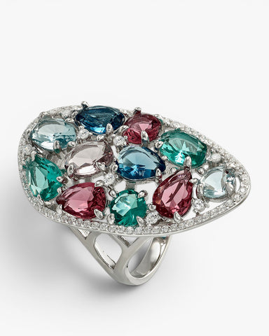 Anillos con piedras diseño mosaico en tonos verdes