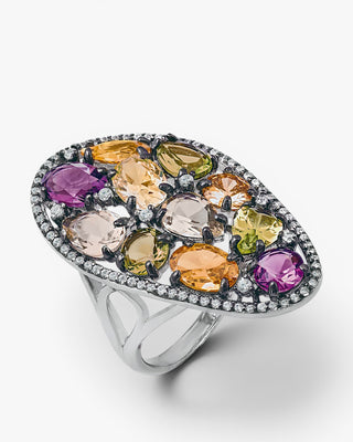 Anillos con piedras estilo curvilíneo mosaico verde