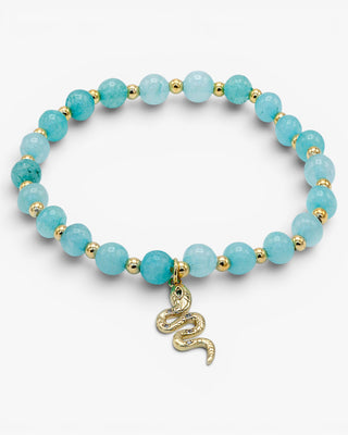 Pulseras de bolas de plata turquesa y charm de serpiente