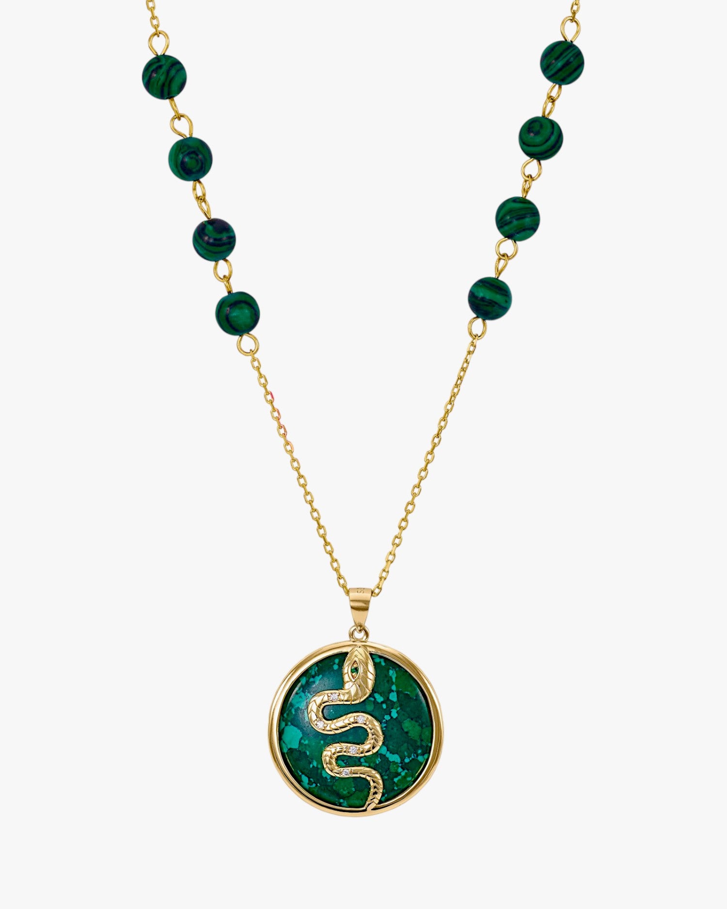 Gold-plated medal necklace with a motif made of lapis lazuli and aventurine