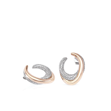 Pendientes bicolor de plata ovalados con circonitas