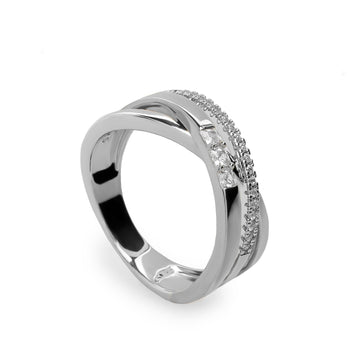 Anillos circonitas de plata cruzado triple