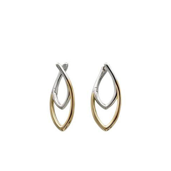 Pendientes bicolor estilo flecha diseño ovalado