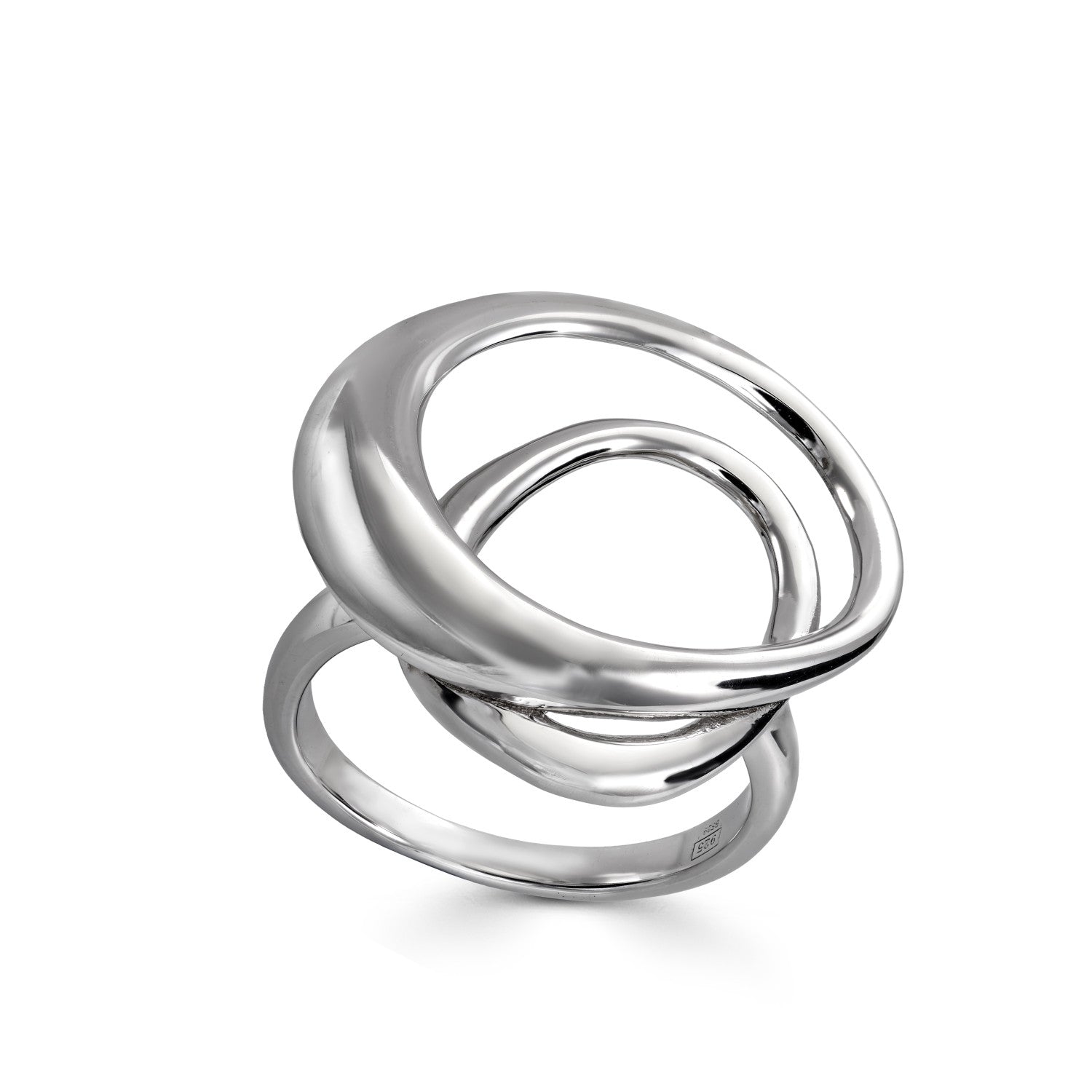 Anillos grandes diseño espiral en plata lisa
