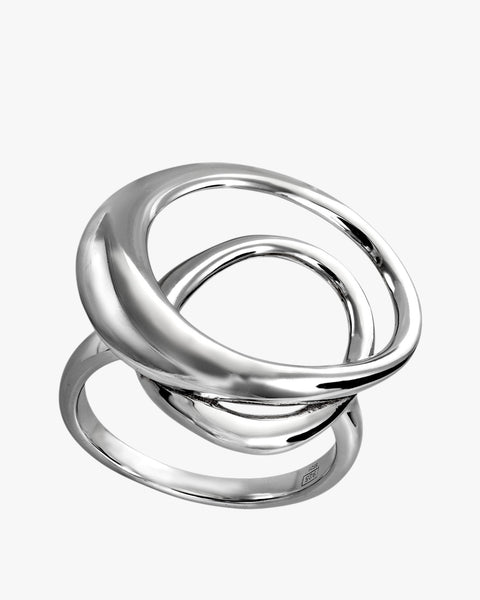 Anillos grandes diseño espiral en plata lisa