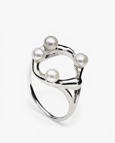 Anillos de diseño irregular con mini perlas