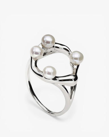 Anillos de diseño irregular con mini perlas