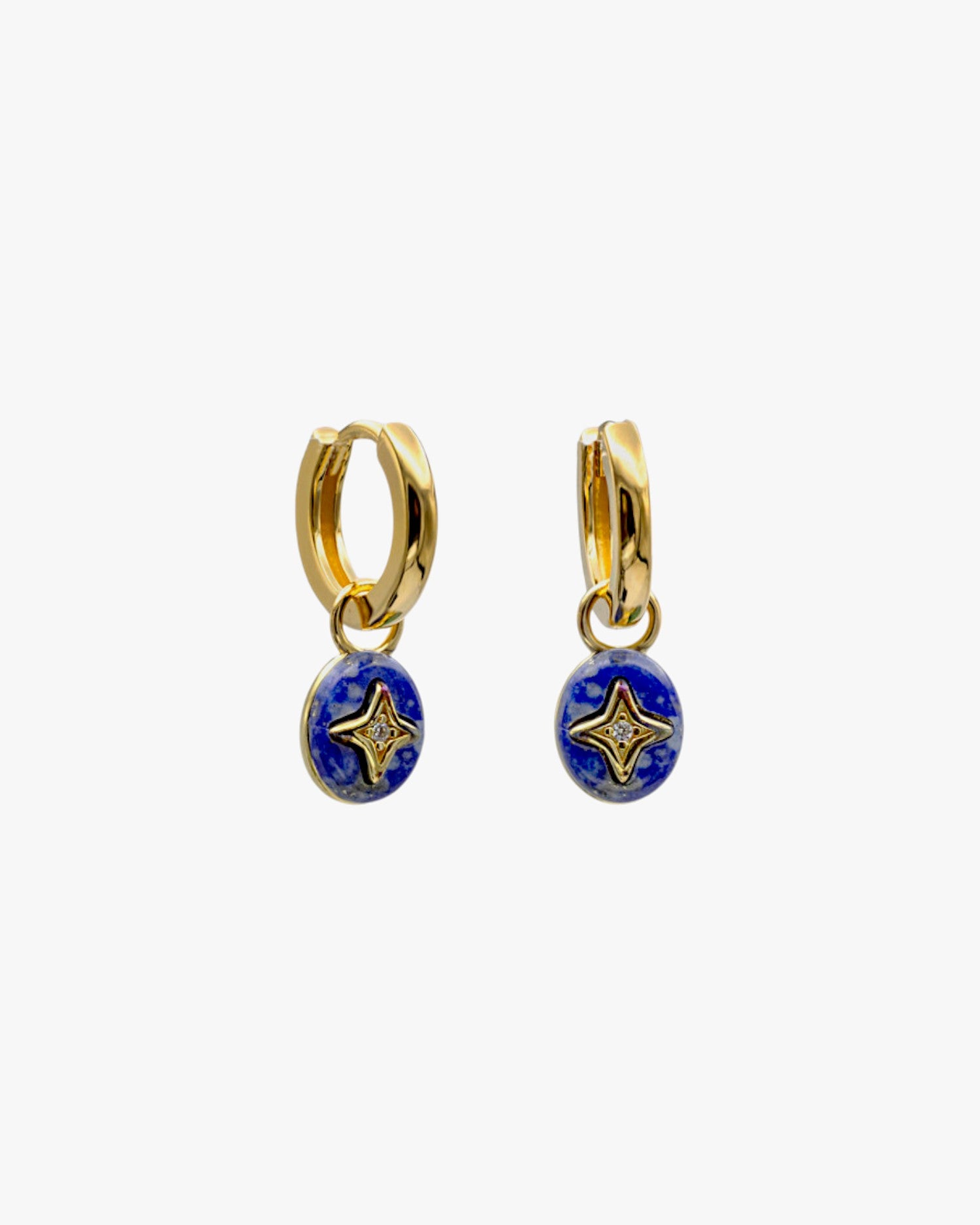 Pendientes aros con colgantes diseño redondo de lapislázuli