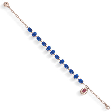 Pulseras con piedras de plata de circonitas azurita y fucsia