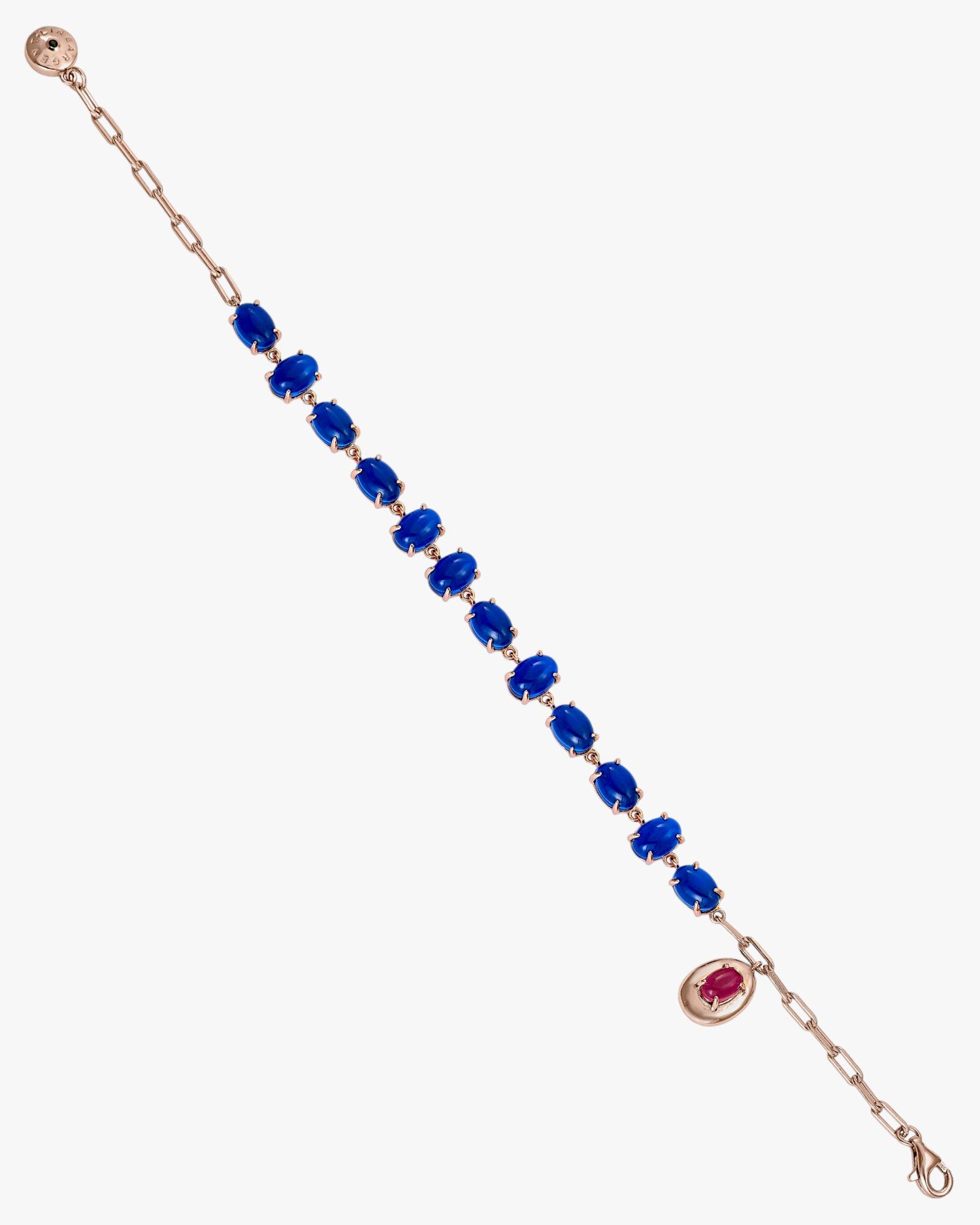 Bracelets en argent ornés de pierres d'azurite et de zircone cubique fuchsia