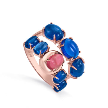 Anillos con piedras azurita y circonitas