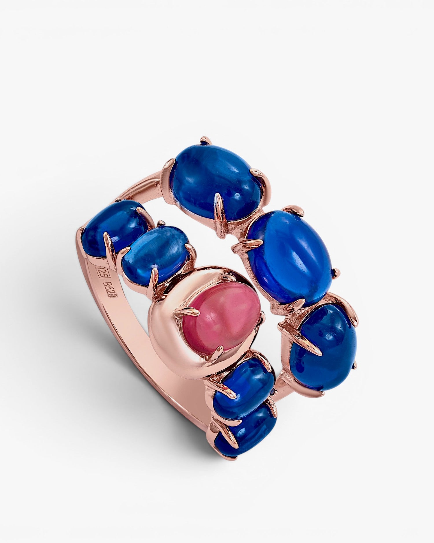 Anillos con piedras azurita y circonitas