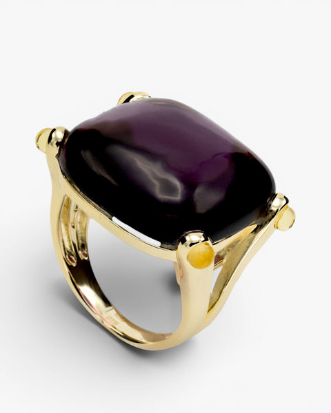 Anillos con piedras diseño cabouchón tono marrón