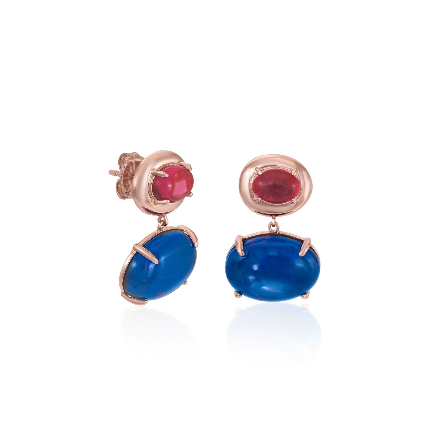 Boucles d'oreilles avec double pendentif en quartz adamantin