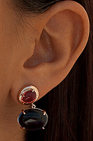 Boucles d'oreilles avec double pendentif en quartz adamantin