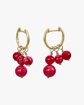 Pendientes aros con colgantes diseño tres charms bolas corales