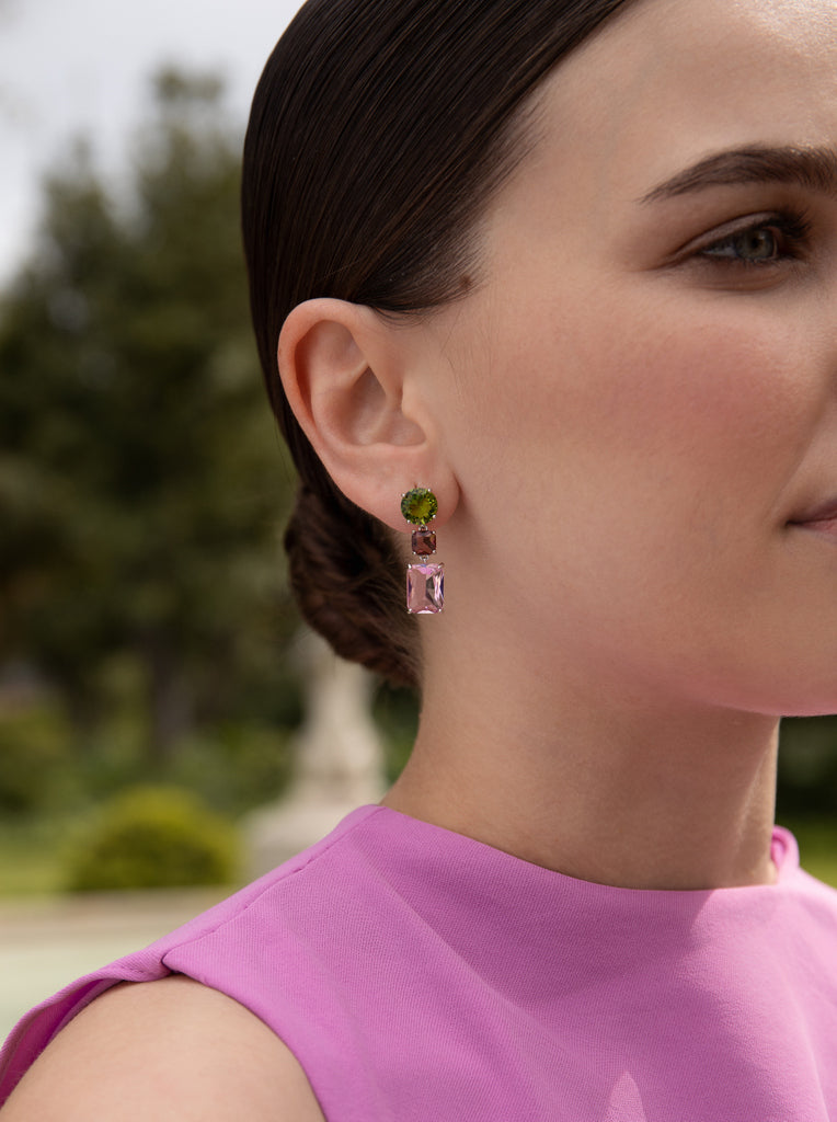 Pendientes con piedras de colores de plata diseño transparente