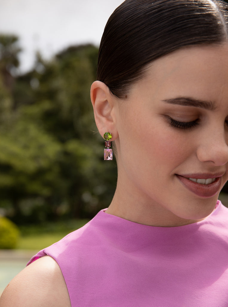 Pendientes con piedras de colores de plata diseño transparente