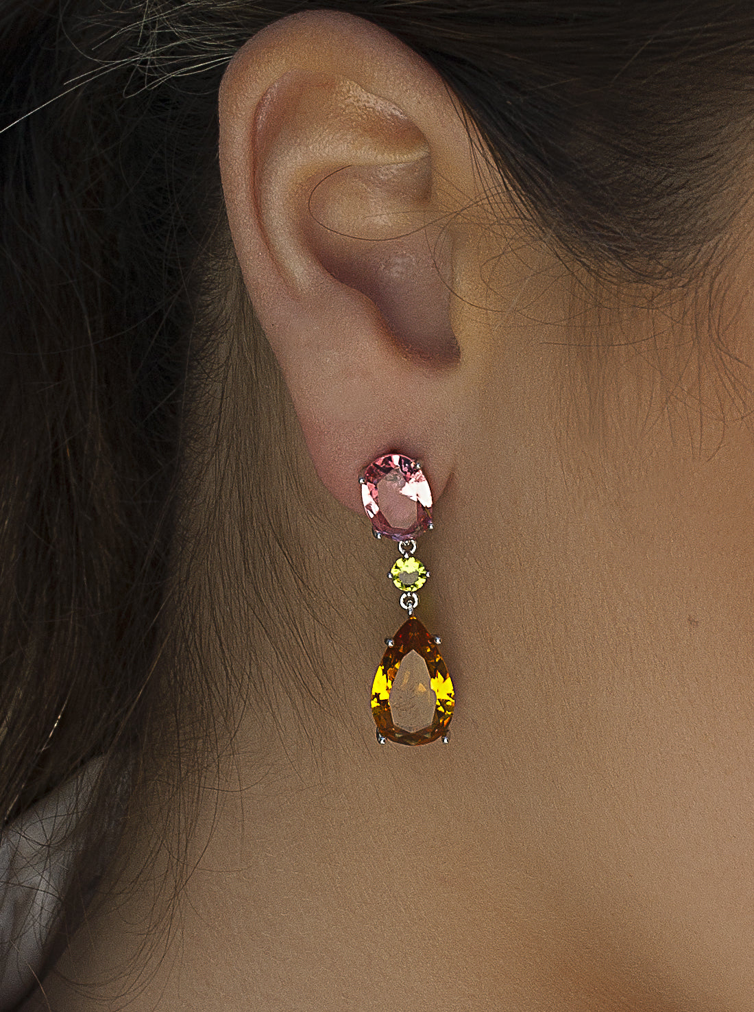 Earrings with colored stones multicolor design