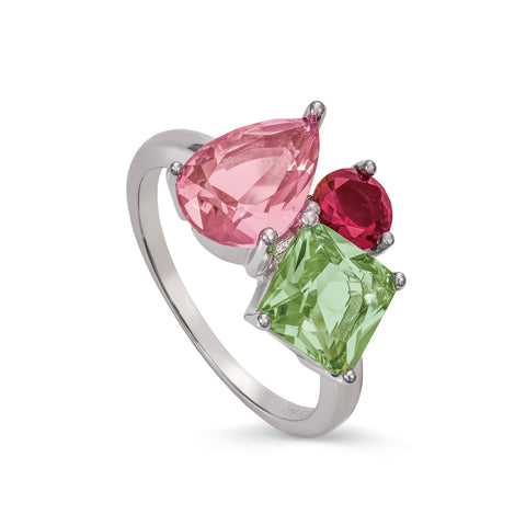 Anillos con piedras diseño de tres gemas multi forma