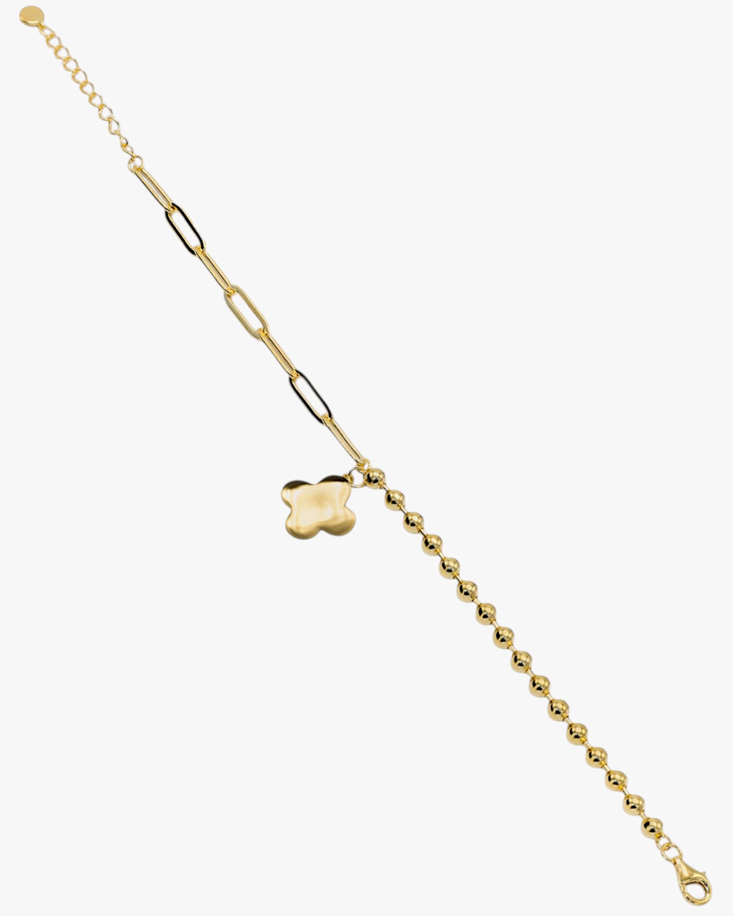 Bracelets with gold-plated silver charms with a flower-shaped pendant