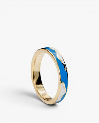 Anillo esmalte azul con detalle de nubes