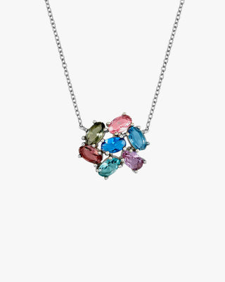 Collares con piedras mosaico de colores de talla oval