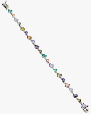 Pulseras con piedras de colores tonos morados y verdes