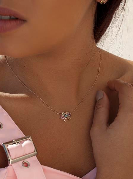 Necklaces with multicolored gemstone designs