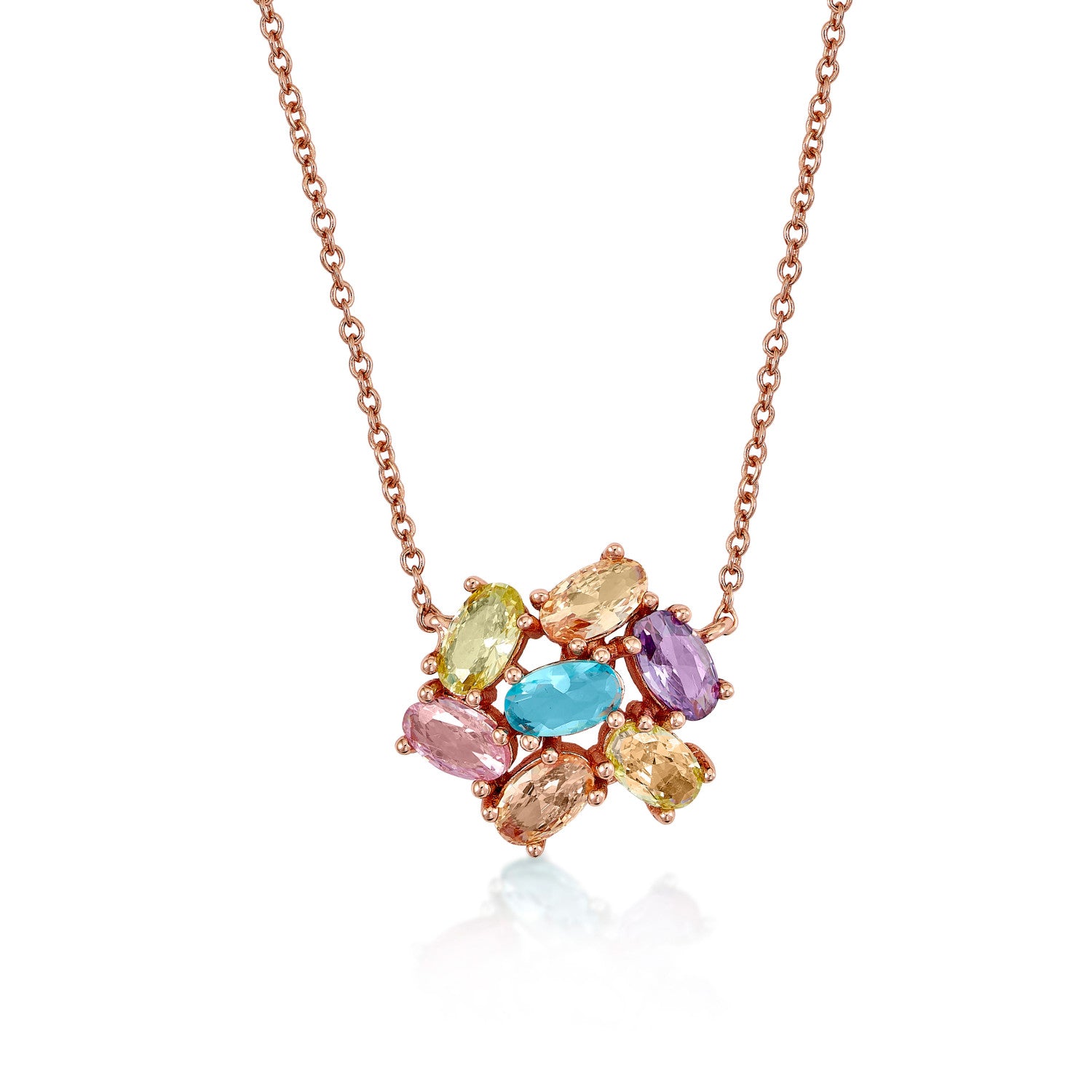 Necklaces with multicolored gemstone designs