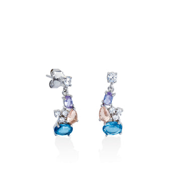 Pendientes de piedras de colores diseño compacto con circonitas