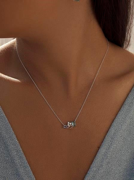 Necklaces with bright colored stones and cubic zirconia