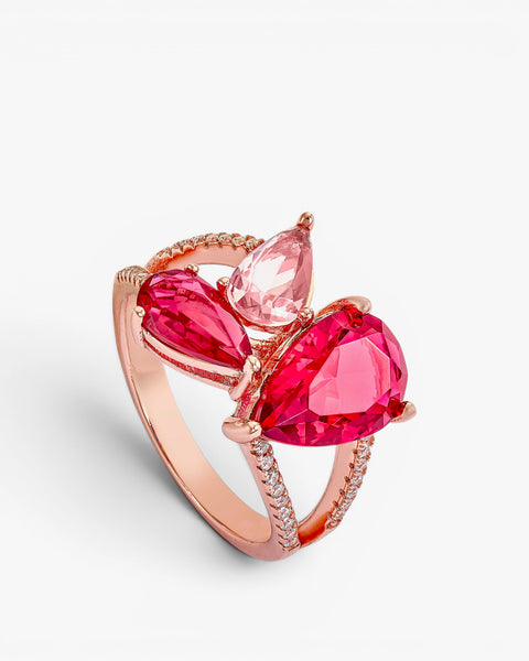 Anillos con piedras en tonos rosados y rojizos