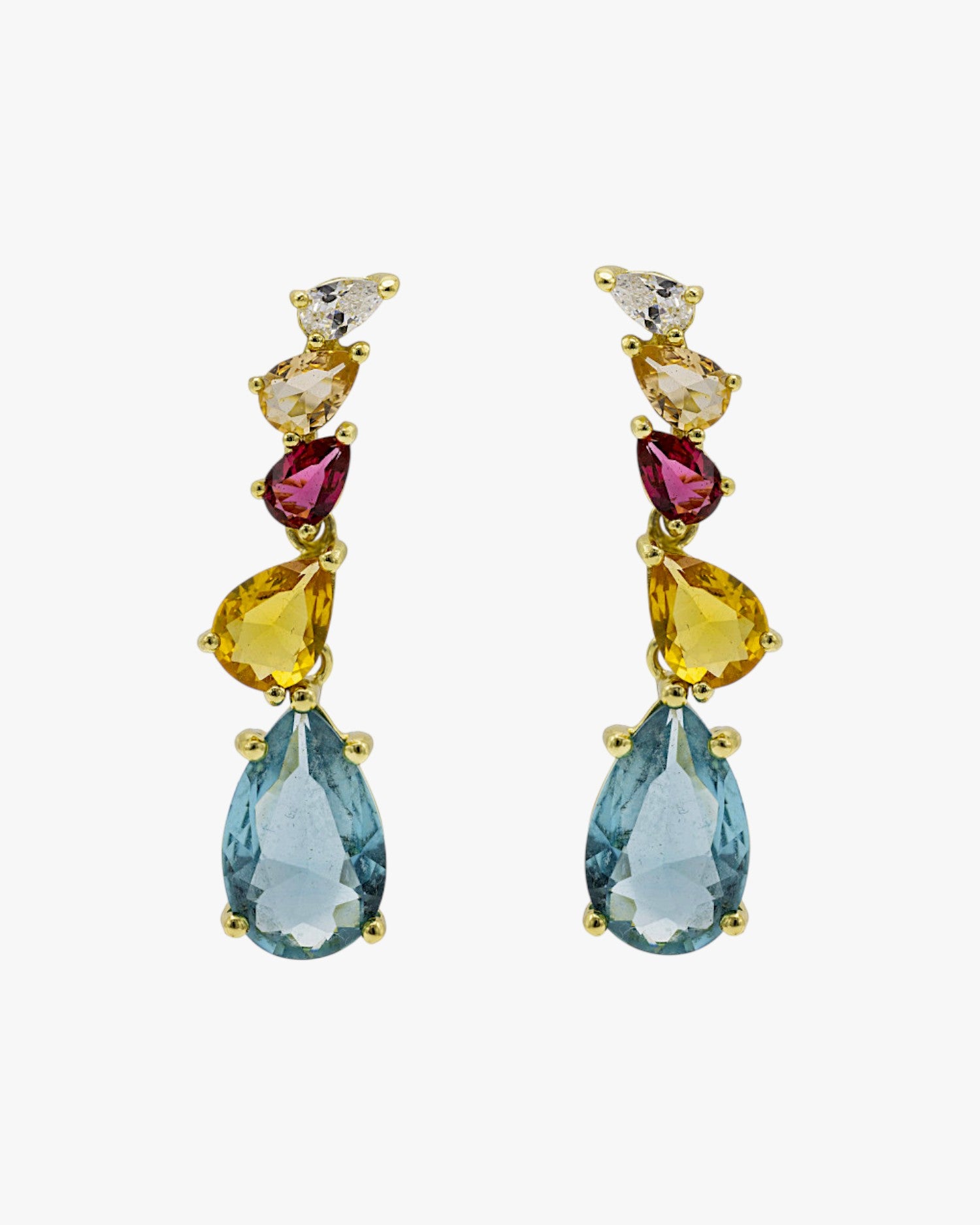 Pendientes de piedras de colores diseño de cinco gemas