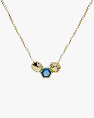 Collares con piedras tono azul diseño triple motivo hexagonal