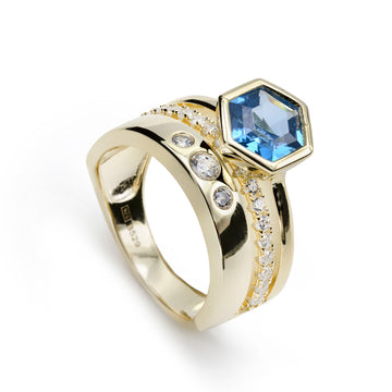 Anillos finos multi diseño con circonitas y gema azul