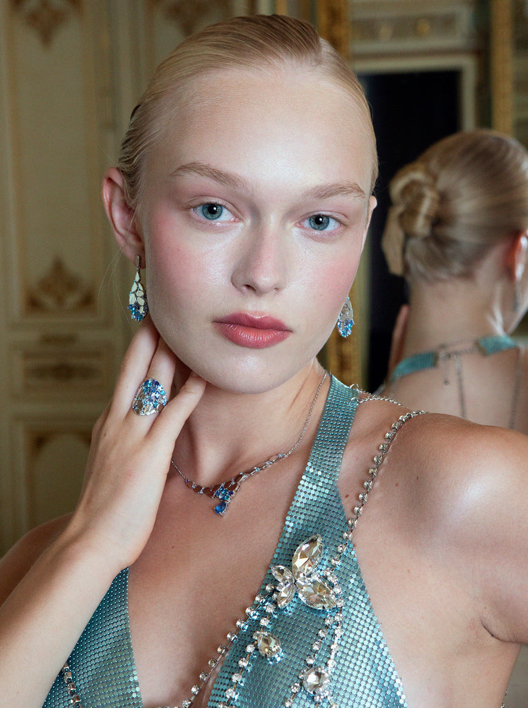 Earrings with colorful stones in shades of blue