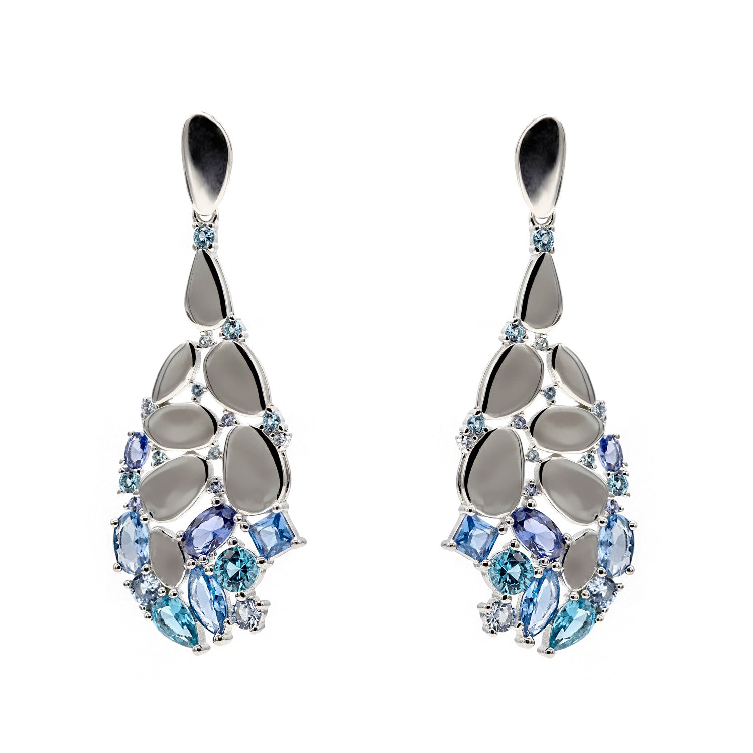 Pendientes de piedras de colores de tonos azules