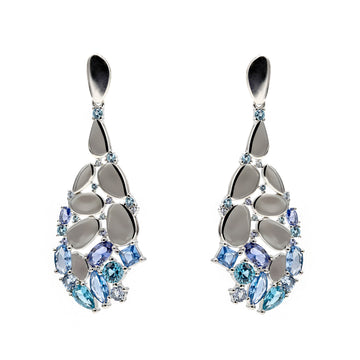 Earrings with colorful stones in shades of blue